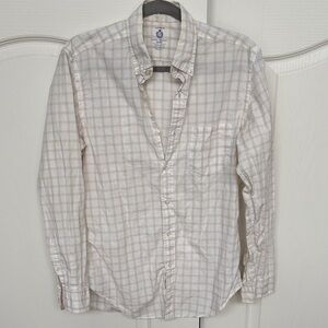 J. Crew Men's Light Beige Plaid Button-Down Shirt